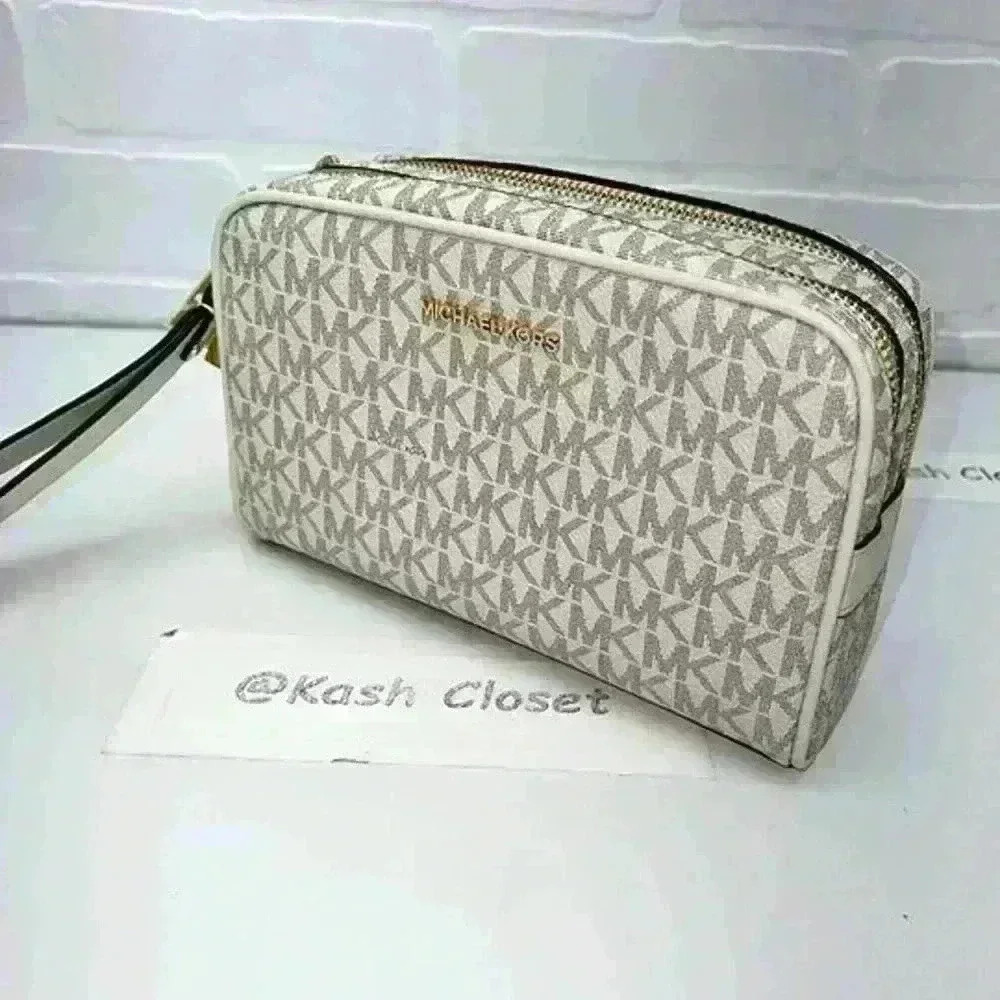 Michael Kors double zip travel pouch wristlet jet set medium Light cream… - Picture 4 of 9